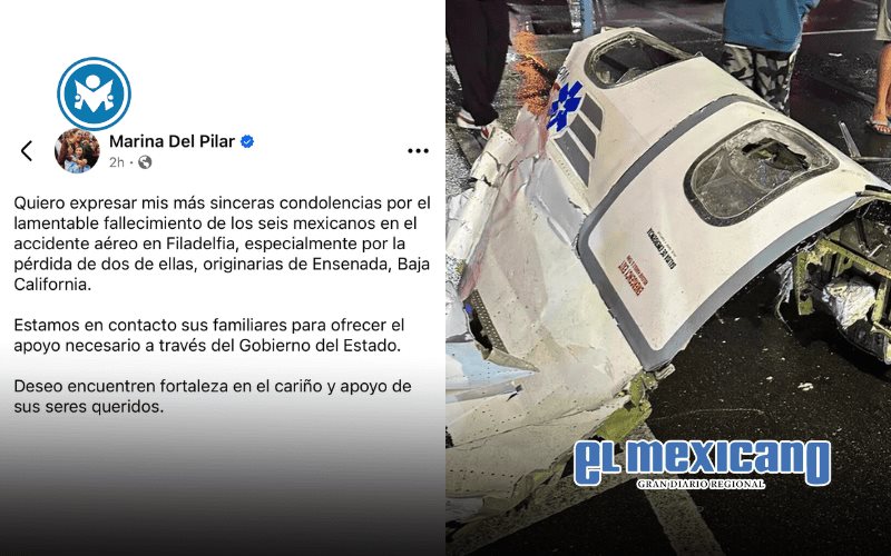 Marina del Pilar expresa condolencias y ofrece apoyo a familias de v&iacute;ctimas de accidente a&eacute;reo en Filadelfia