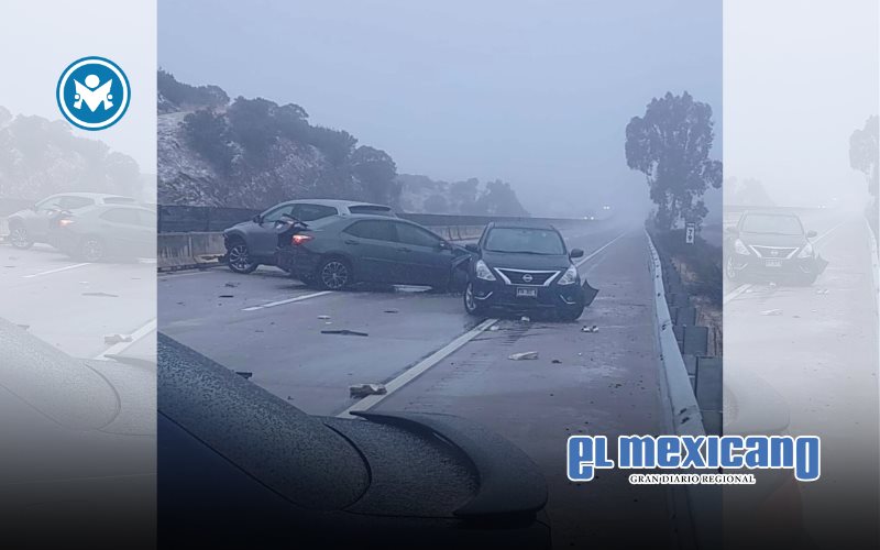 Accidente m&uacute;ltiple en la Rumorosa por el clima