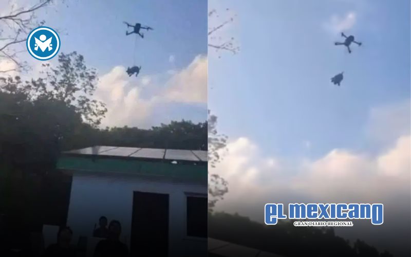 Jóvenes cuelgan a un perrito de un dron y lo elevan por el aire en Xul-Ha Jóvenes cuelgan a un perrito de un dron y lo elevan por el aire en Xul-Ha
