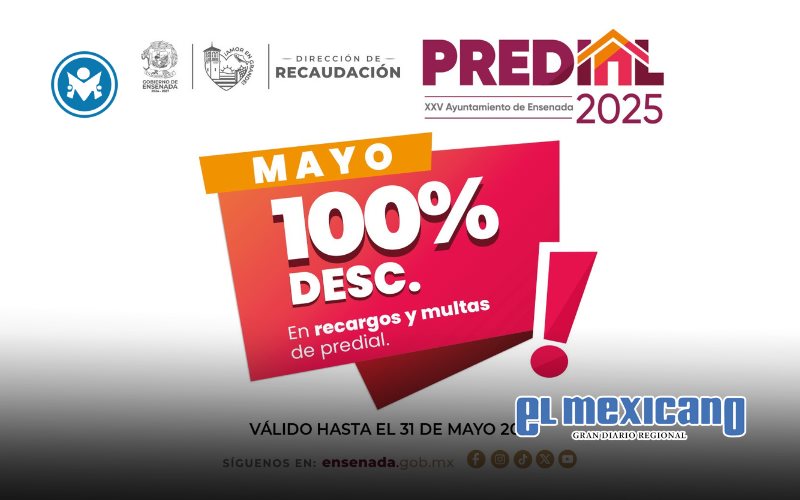 Durante mayo 100% de descuento en multas y recargos del impuesto predial