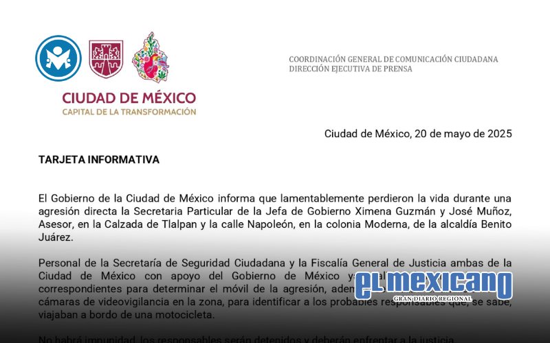 Tarjeta informativa respecto al incidente de Ximena Guzm&aacute;n y Jos&eacute; Mu&ntilde;oz