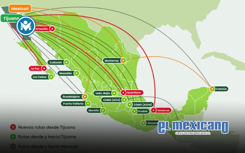 Viva eleva a Baja California al inaugurar cuatro nuevas rutas desde Tijuana Viva eleva a Baja California al inaugurar cuatro nuevas rutas desde Tijuana