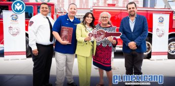 Entregan alcaldesa Claudia Agatón, Baja Bridges y clubes rotarios una máquina escalera a Bomberos de Ensenada