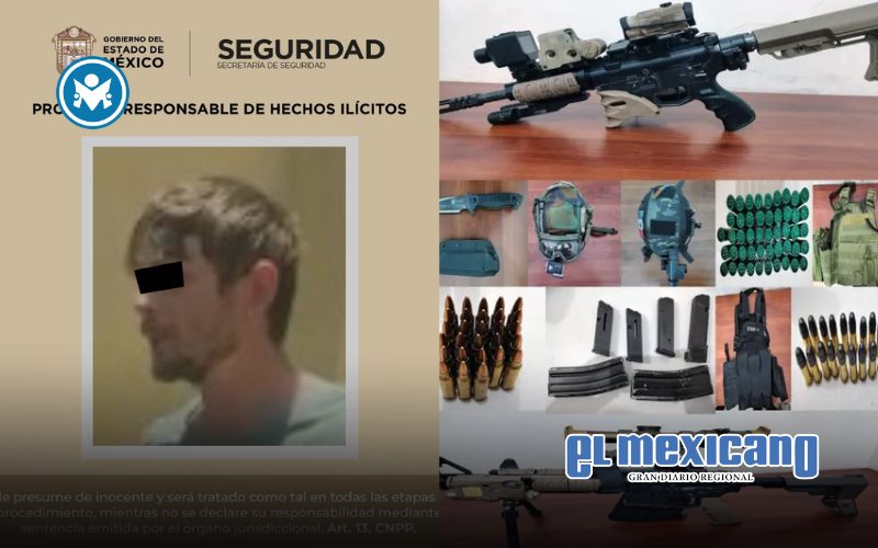 Arrestan a estadounidense con arsenal y presunta credencial de la CIA en Edomex