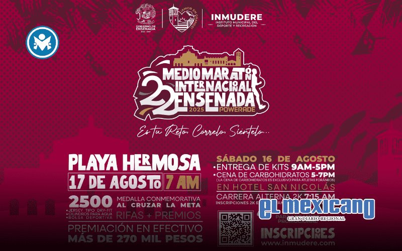 Hoy último día para inscribirse en el Medio Maratón Powerade Ensenada 2025