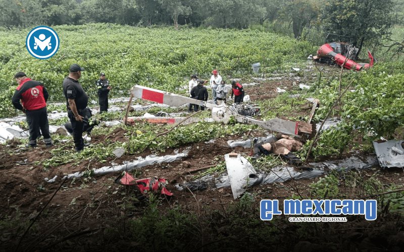 Helicóptero se desploma en el Estado de México y deja dos muertos