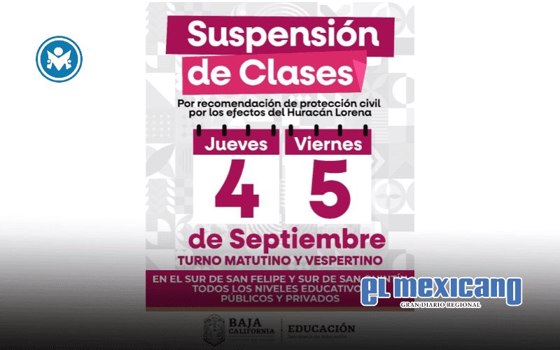 Suspende clases en San Quintín y San Felipe por huracán Lorena