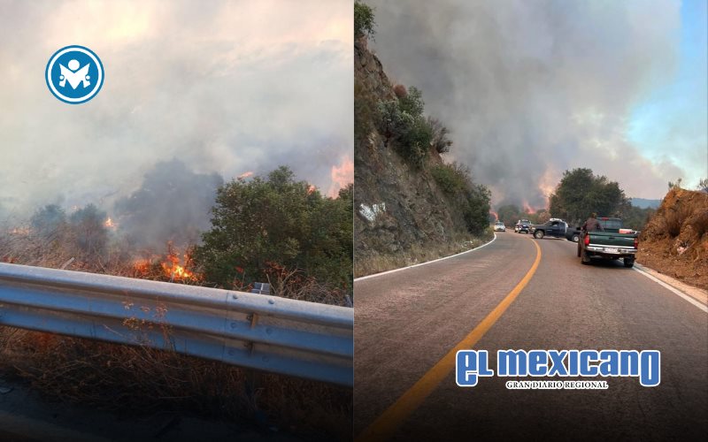 Fuerte incendio forestal bloquea la carretera Ensenada-Ojos Negros