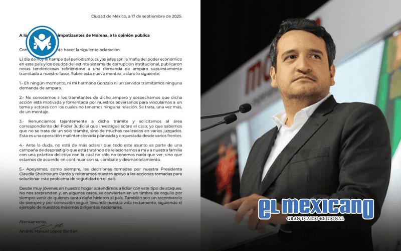 Andy López Beltrán niega amparo y lo califica como nueva mentira Andy López Beltrán niega amparo y lo califica como nueva mentira