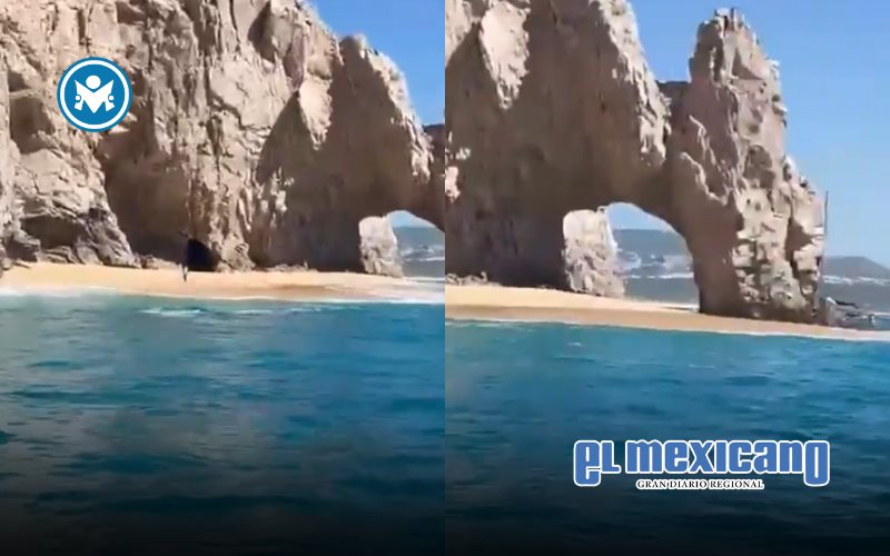 Aparece playa temporal bajo el Arco de Cabo San Lucas tras años sin verse