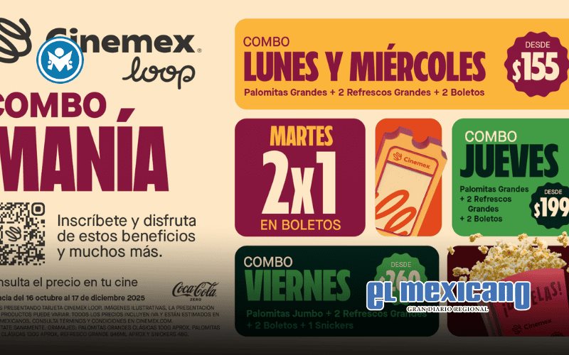 Cinemex lanza Combo Manía, temporada de promociones exclusivas para miembros Loop Cinemex lanza Combo Manía, temporada de promociones exclusivas para miembros Loop