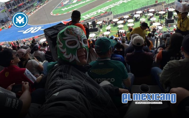 George Russell se infiltra entre aficionados con máscara de luchador en el Gran Premio de México 2025