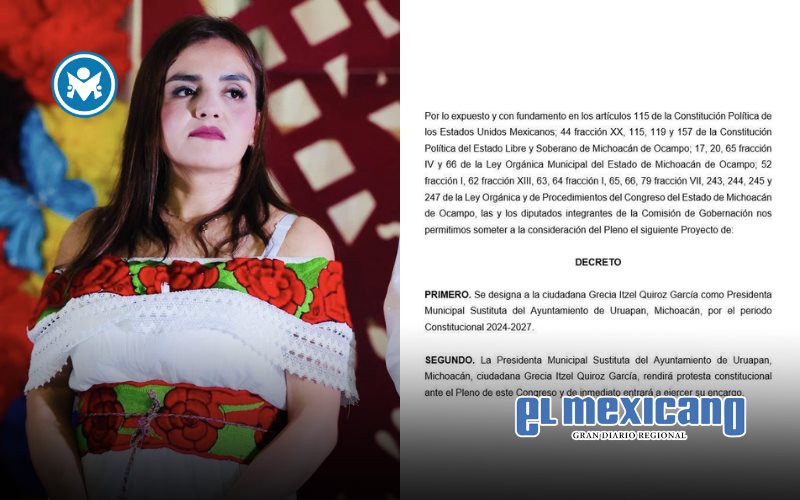 Grecia Quiroz asumirá la alcaldía de Uruapan tras el asesinato de su esposo, Carlos Manzo