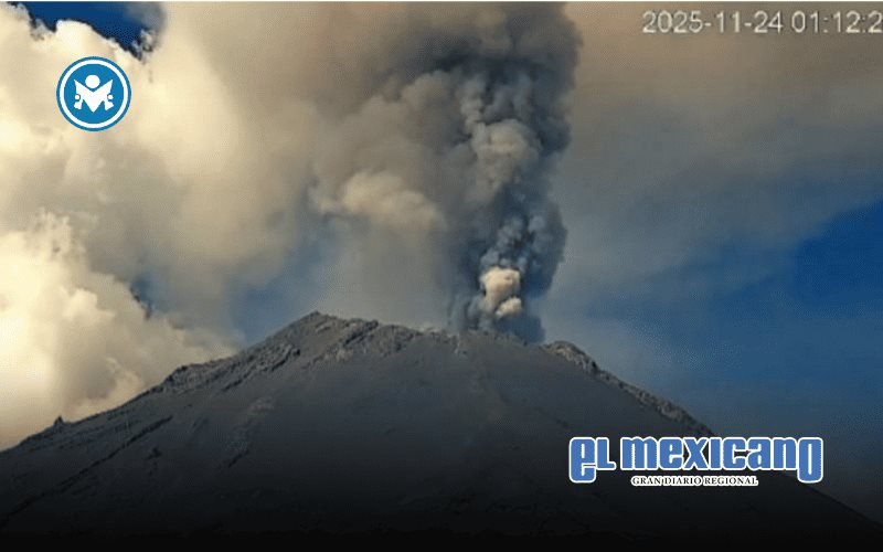 Popocatépetl registró fuerte actividad volcánica con columnas de humo