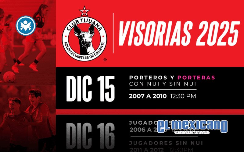 Club Tijuana anuncia visorias para jóvenes futbolistas en diciembre 2025