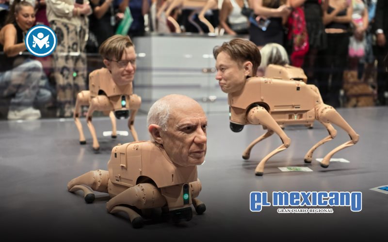 Beeple causa sensación en Art Basel con perros robóticos que llevan caras de magnates y artistas