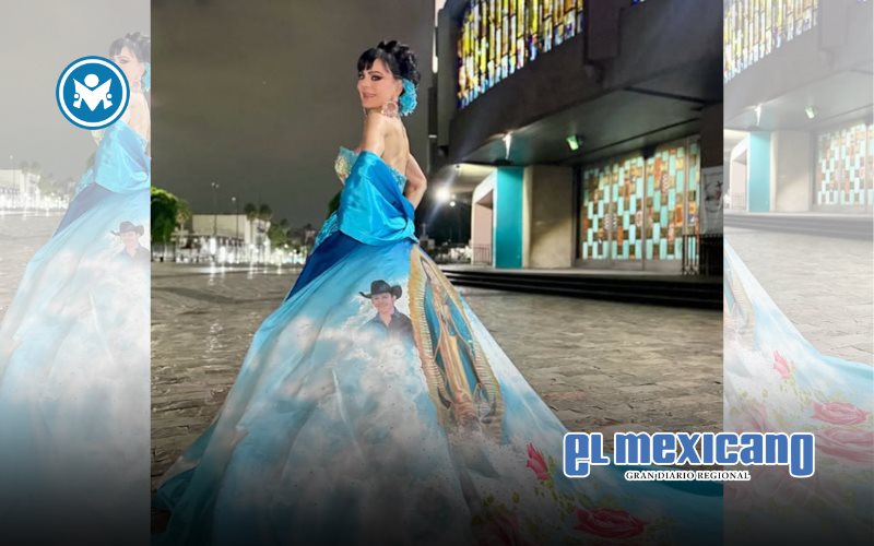 Maribel Guardia le canta a la Virgen con un diseño de Mitzy que incluye la imagen de su hijo en la falda Maribel Guardia le canta a la Virgen con un diseño de Mitzy que incluye la imagen de su hijo en la falda