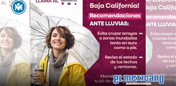 Alertan Protecci&oacute;n Civil BC por probabilidad de lluvias fuertes