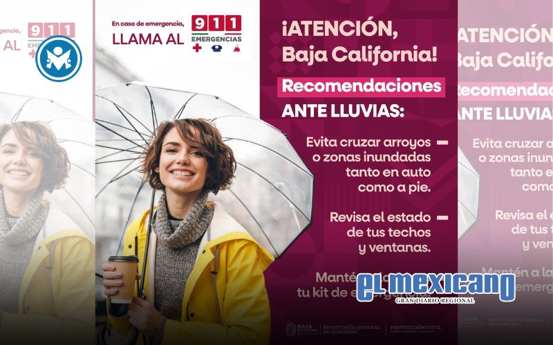 Alertan Protecci&oacute;n Civil BC por probabilidad de lluvias fuertes