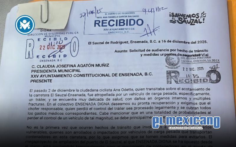 Exigen medidas urgentes de seguridad vial tras atropello de ciclista en El Sauzal–Ensenada