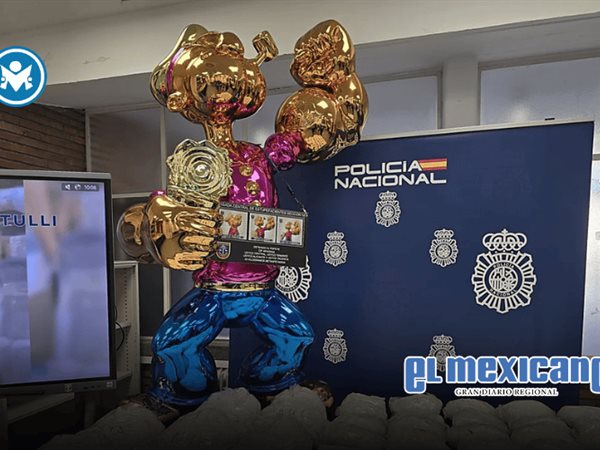 Decomisan 40 kilos de metanfetamina ocultos en estatua de Popeye