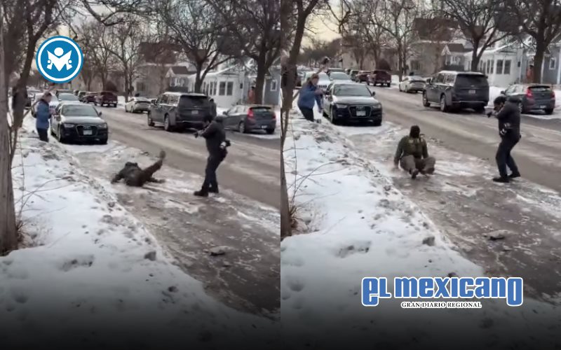 Video de agente de ICE que resbala en el hielo en Minnesota se vuelve viral