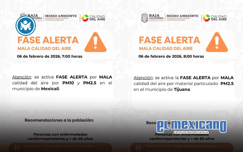 Alerta por mala calidad del aire activa en Mexicali y Tijuana