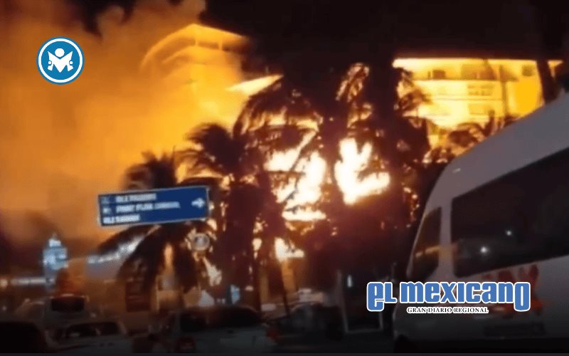 Incendio consume palapa de Grupo Xcaret en Canc&uacute;n