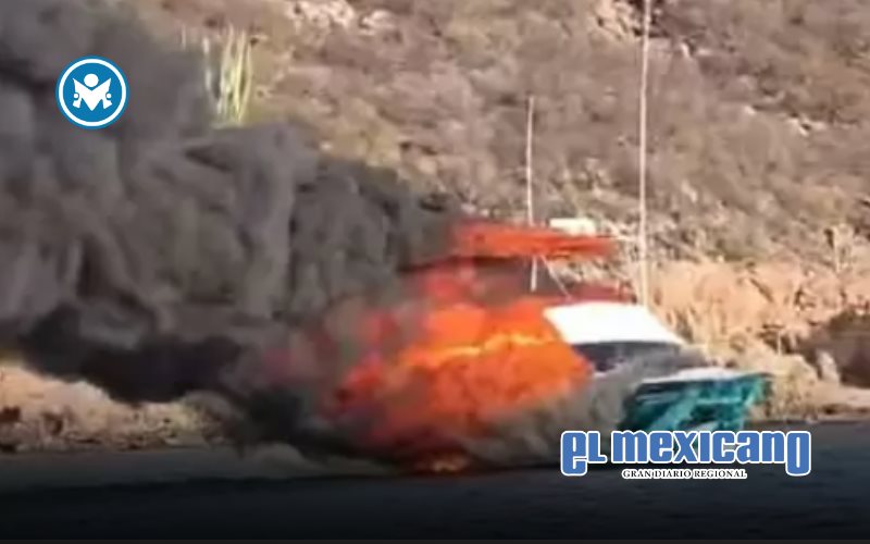 Autoridades investigan incendio de yate frente a Topolobampo, Sinaloa