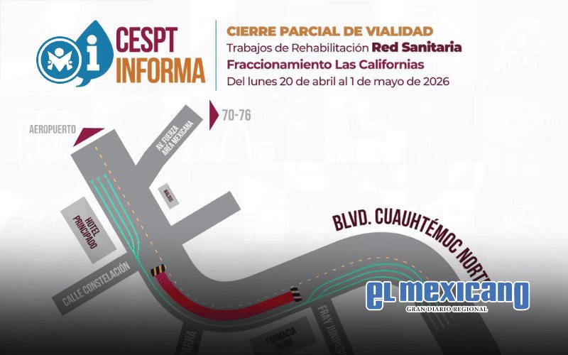 Obras de alcantarillado provocan cierre parcial en bulevar Cuauht&eacute;moc Norte