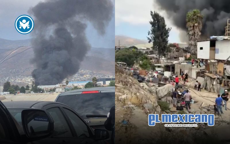 Incendio arrasa ocho viviendas en invasi&oacute;n de Tijuana