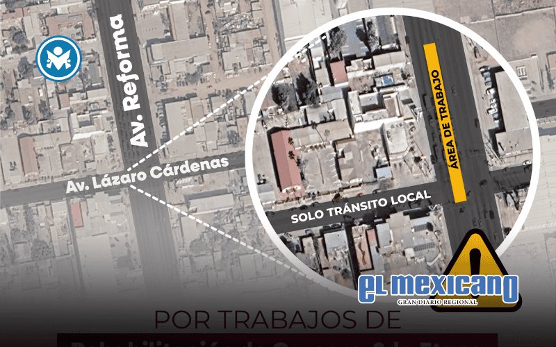 Anuncian cierres parciales en Reforma y L&aacute;zaro C&aacute;rdenas por obras viales
