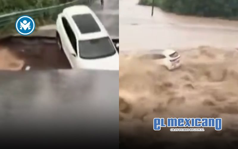 Captan caída de auto tras colapso de puente en China Captan caída de auto tras colapso de puente en China