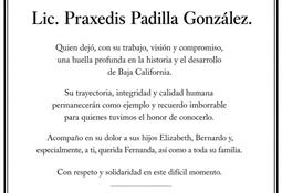 Esposa e hijos de Praxedis Padilla lamentan su fallecimiento