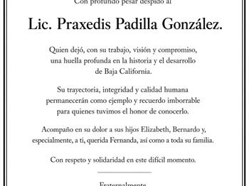 La família Ávila Vázquez lamenta la partida de Praxedis Padilla González La família Ávila Vázquez lamenta la partida de Praxedis Padilla González