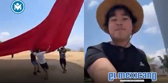 Influencers manipulan bandera monumental en Iguala y desatan pol&eacute;mica