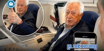 Increpan a Manuel Bartlett en vuelo a Madrid y lo llaman corrupto frente a su pareja