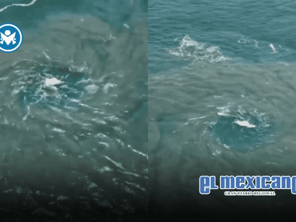 Remolino marino sorprende a turistas en la Bah&iacute;a Principal de Puerto Escondido