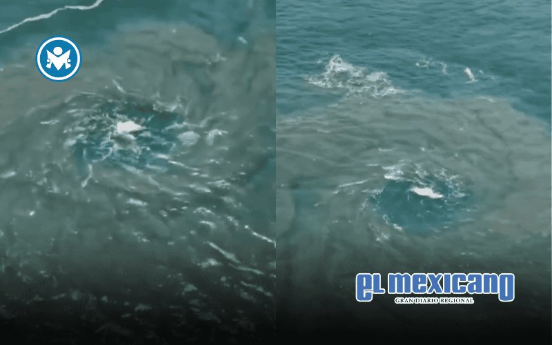 Remolino marino sorprende a turistas en la Bah&iacute;a Principal de Puerto Escondido