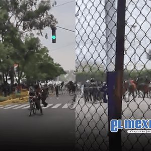 Bloque Negro choca con polic&iacute;as afuera del Estadio CDMX
