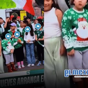 Ni&ntilde;o apoya a la Selecci&oacute;n Mexicana con su&eacute;ter de navidad